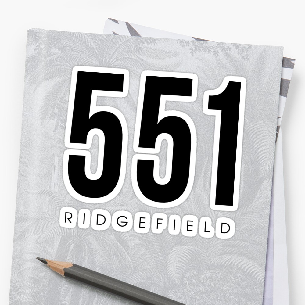 "Ridgefield, NJ 551 Area Code" Sticker by CartoCreative Redbubble