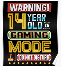 Funny 14th Gamer Birthday Boy Girl Teen Gaming Gifts Poster