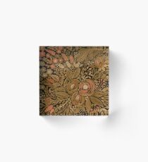 Watercolor .Black brown floral pattern . Acrylic Block