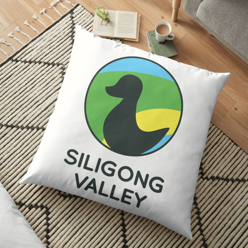 Siligong Valley logo w/text black Floor Pillow