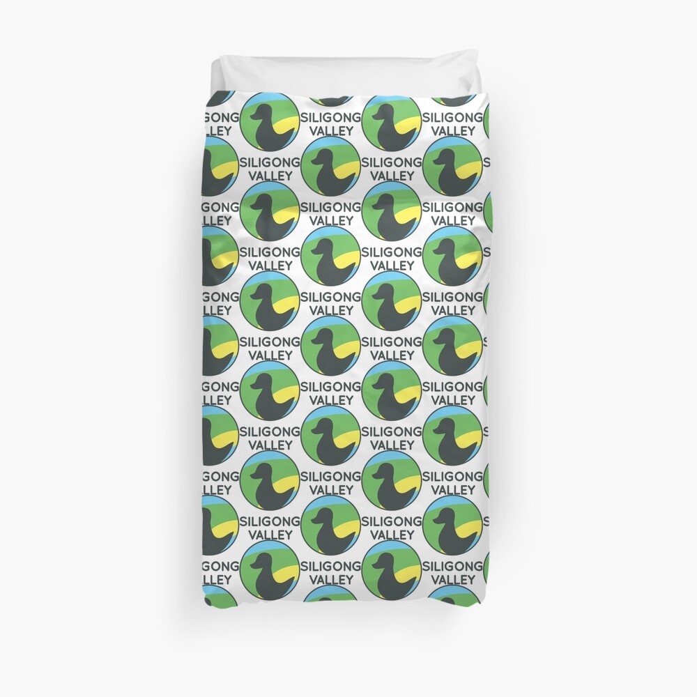Siligong Valley logo w/text black Duvet Cover