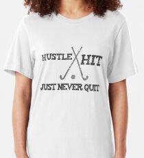 Hustle Hit Don't Quit Girls Field Hockey Student Slim Fit T-Shirt