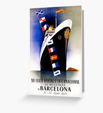 Vintage Barcelona Travel Poster Greeting Card