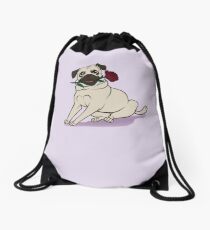 Charm Pug Drawstring Bag