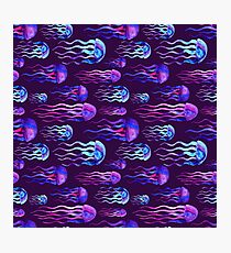 Funny watercolor jellyfish pattern Photographic Print
