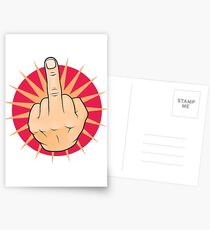 Vintage Pop Art Middle Finger Up Gesture. Postcards