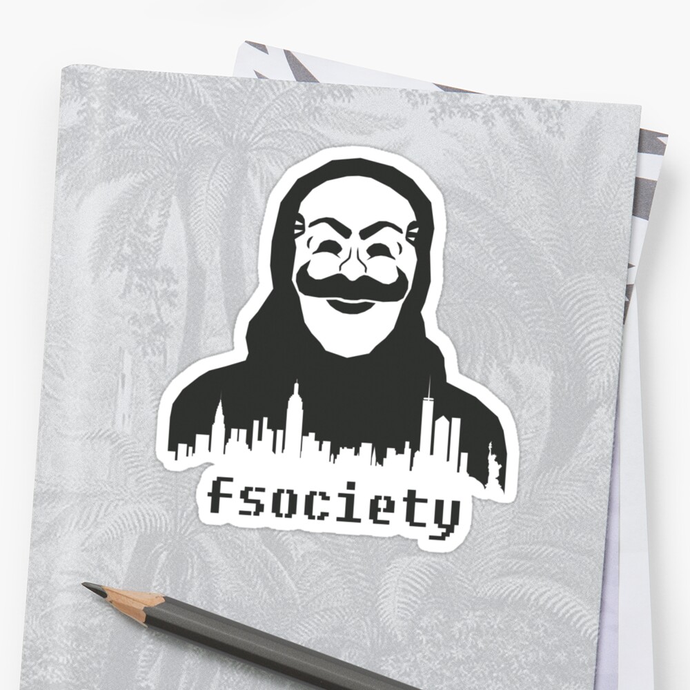  Mr Robot Fsociety  Mask Sticker  by alcateiaart 