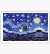 Starry Night Inspiration Tardis Time Machine Sticker