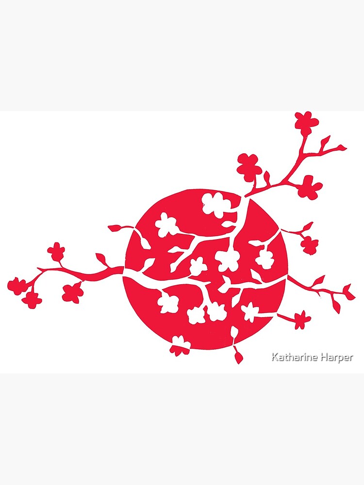 Japan flag and cherry blossom by Kcreations