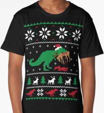 Dinosaur Ugly Christmas Sweater - Funny Christmas Gift Long T-Shirt