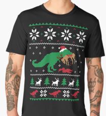 Dinosaur Ugly Christmas Sweater - Funny Christmas Gift Men's Premium T-Shirt