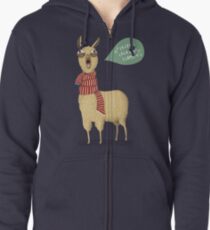 Christmas holiday Llama Zipped Hoodie