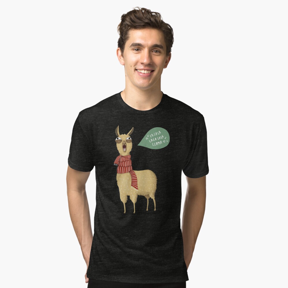 Christmas holiday Llama Tri-blend T-Shirt