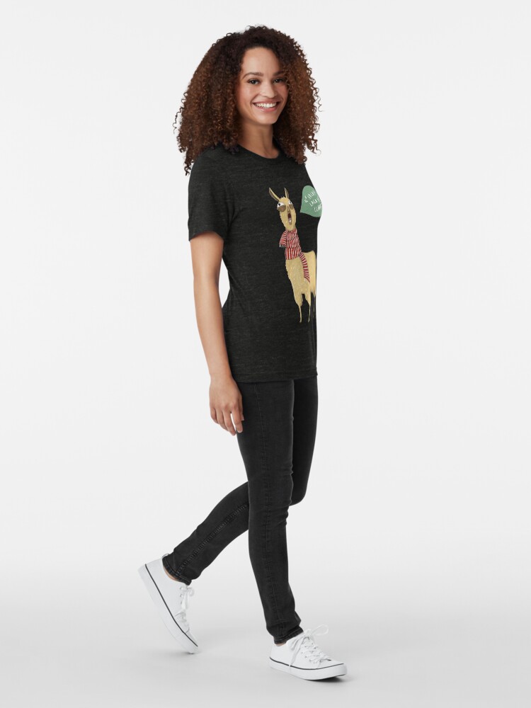 Alternate view of Christmas holiday Llama Tri-blend T-Shirt