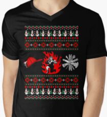 Merry Firefighter Ugly Christmas Sweater Funny Tshirt Men's V-Neck T-Shirt