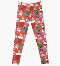 Christmas Budgies & Cockatiels - red Leggings