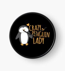 Crazy Penguin Lady Clock
