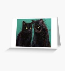 Tarjeta de felicitación Dos gatos negros