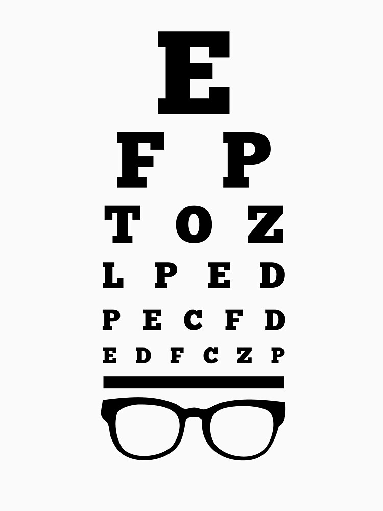 eye chart optometrist t shirt by aurlextees redbubble