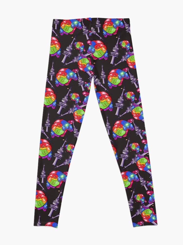 Alternate view of Rainbow Skywhale says YES - Black Leggings