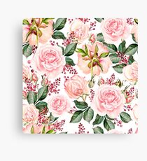 Romantic Watercolor Flower Pattern Leinwanddruck