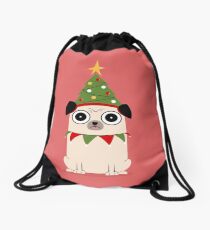 It's Christmas for Pug's sake Drawstring Bag