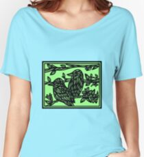 Assemblage Bird Green Black Women's Relaxed Fit T-Shirt