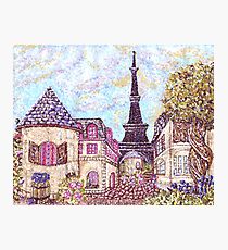 Paris Eiffel Tower inspired pointillism landscape by Kristie Hubler Photographic Print