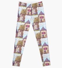 Paris Eiffel Tower inspired pointillism landscape by Kristie Hubler Leggings