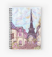 Paris Eiffel Tower inspired pointillism landscape by Kristie Hubler Spiral Notebook