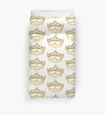 Queen of Hearts gold crown tiara by Kristie Hubler Duvet Cover