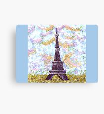 Eiffel Tower Pointillism by Kristie Hubler Canvas Print