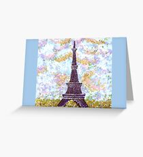 Eiffel Tower Pointillism by Kristie Hubler Greeting Card