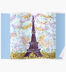 Eiffel Tower Pointillism by Kristie Hubler Poster