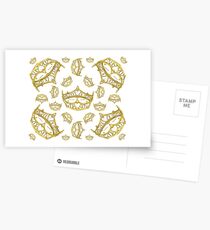 Queen of Hearts gold crown tiara tossed about by Kristie Hubler Postcards
