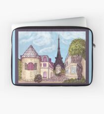 Paris Eiffel Tower inspired impressionist landscape by Kristie Hubler Laptop Sleeve