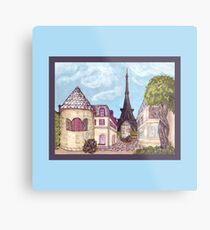 Paris Eiffel Tower inspired impressionist landscape by Kristie Hubler Metal Print