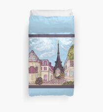 Paris Eiffel Tower inspired impressionist landscape by Kristie Hubler Duvet Cover