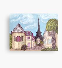 Paris Eiffel Tower inspired impressionist landscape by Kristie Hubler Metal Print
