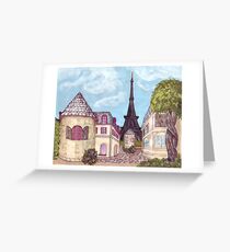 Paris Eiffel Tower inspired impressionist landscape by Kristie Hubler Greeting Card