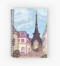 Paris Eiffel Tower inspired impressionist landscape by Kristie Hubler Spiral Notebook