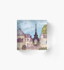 Paris Eiffel Tower inspired impressionist landscape by Kristie Hubler Acrylic Block
