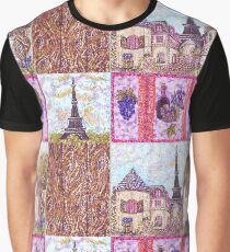 Paris Inspired Pointillism Grapes Wine Wood by Kristie Hubler Graphic T-Shirt