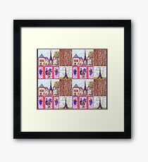 Paris Inspired Pointillism Grapes Wine Wood by Kristie Hubler Framed Print