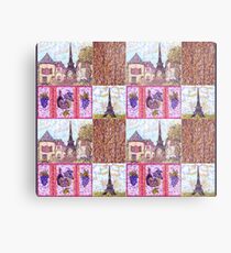 Paris Inspired Pointillism Grapes Wine Wood by Kristie Hubler Metal Print