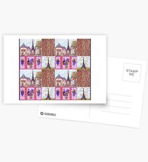 Paris Inspired Pointillism Grapes Wine Wood by Kristie Hubler Postcards