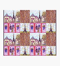 Paris Inspired Pointillism Grapes Wine Wood by Kristie Hubler Photographic Print