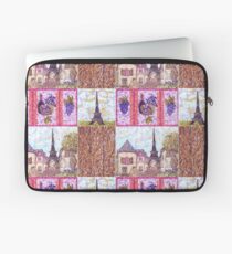 Paris Inspired Pointillism Grapes Wine Wood by Kristie Hubler Laptop Sleeve