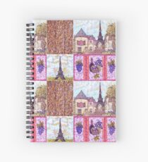 Paris Inspired Pointillism Grapes Wine Wood by Kristie Hubler Spiral Notebook