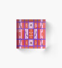 Curvy Plaid Abstract Feminine Folk Art by Kristie Hubler Acrylic Block